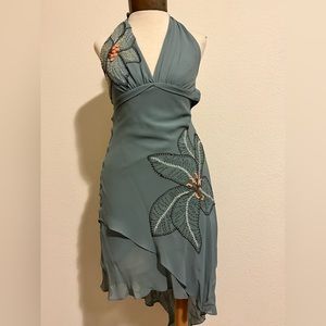 BCBGMAXAZRIA size 0 blue halter dress
